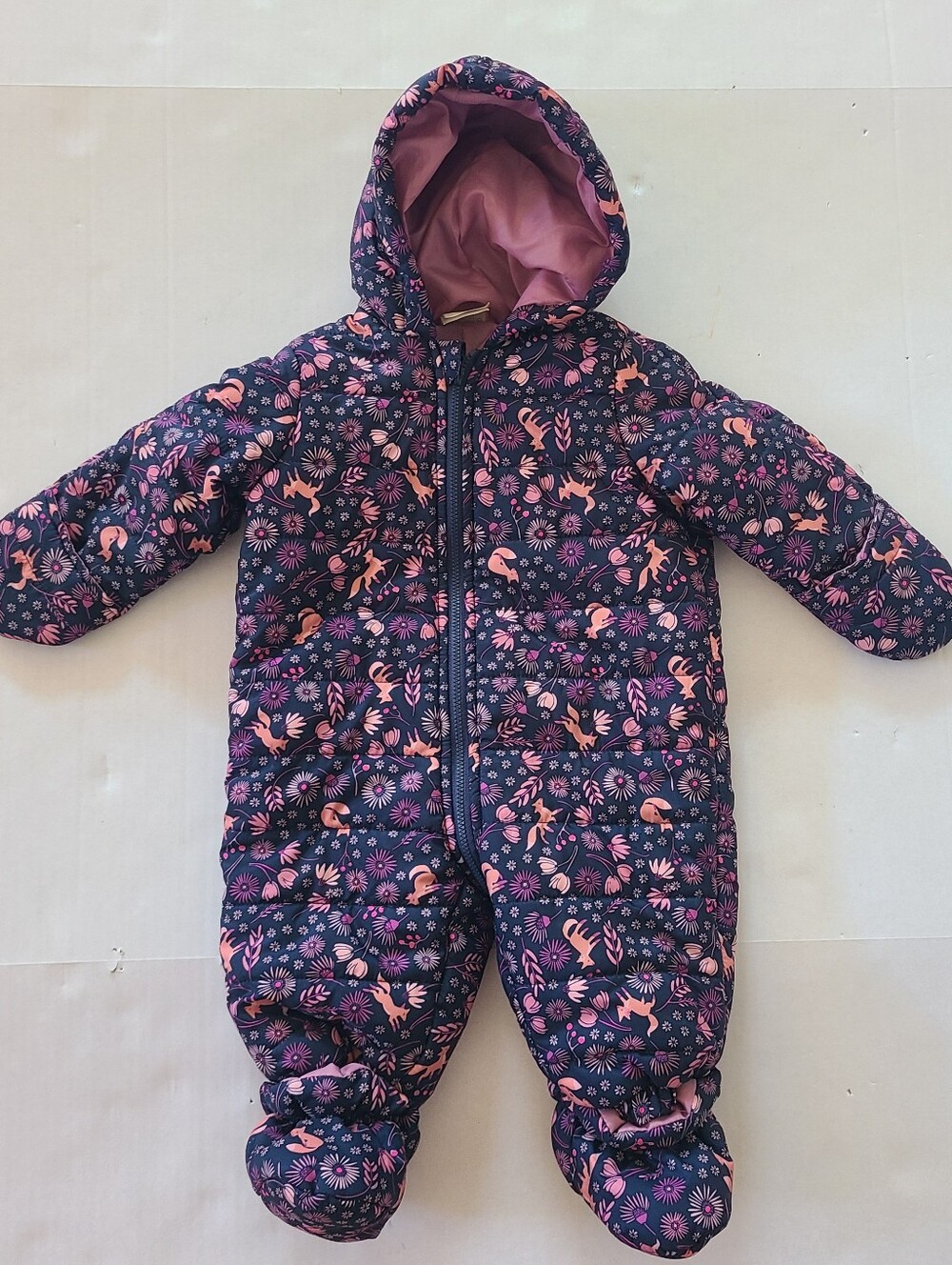 Snow Suit Baby 3-6 Months Black Hooded Zipper Infant Snowsuit First Impressions.